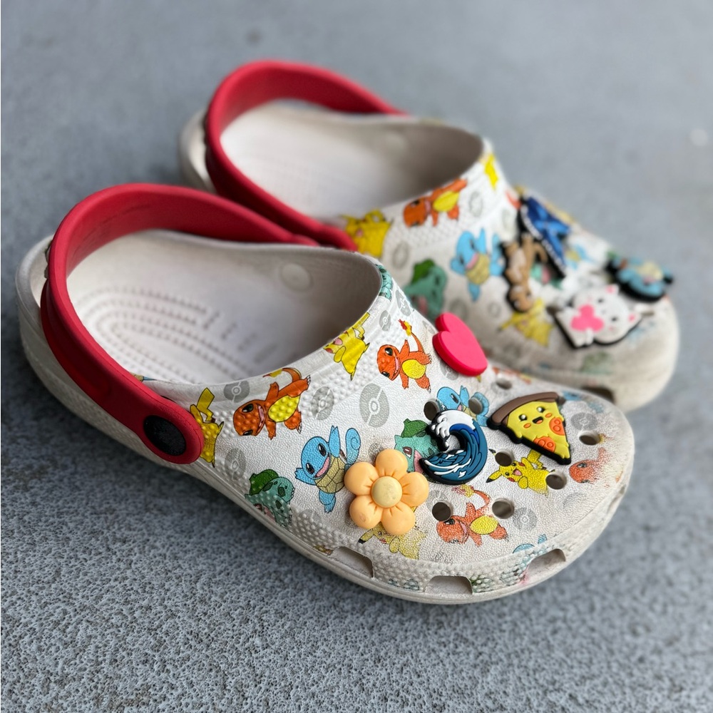 Pokémon Kids Crocs Shoes with Red Strap Size 3 Kids
